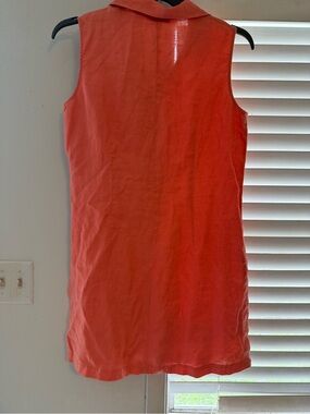 Sleeveless Collared Coral-Orange Tunic Dress